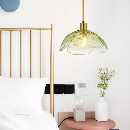 Modern Flower Petal Stained Glass 1-Light Pendant Light