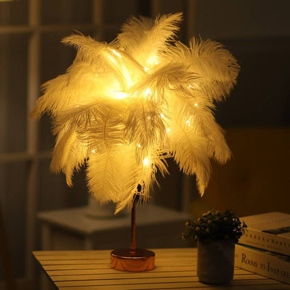 Nordic Feather Copper Wire Decoration Night Light Table Lamp