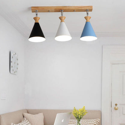 Macaron Cone Shade 3-Light Semi-Flush Mount Ceiling Light