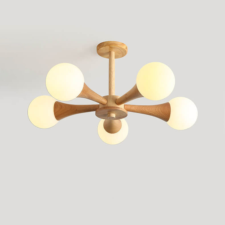 Japanese Log Fork 3/4/5-Light Semi-Flush Mount Light
