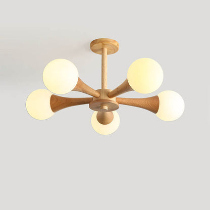Japanese Log Fork 3/4/5-Light Semi-Flush Mount Light