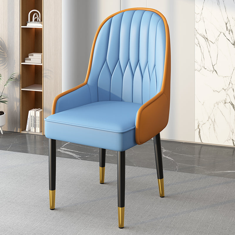 Modern Simplicity Leather Sponge Carbon Steel Metal Square Dining Chair Backrest Armrest For Dining Room