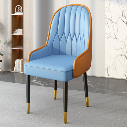 Modern Simplicity Leather Sponge Carbon Steel Metal Square Dining Chair Backrest Armrest For Dining Room