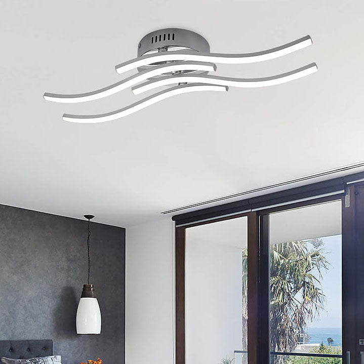 Simple Line Wave LED Semi-Flush Mount Ceiling Light