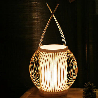 Modern Bamboo Weaving Globe 1-Light Table Lamp