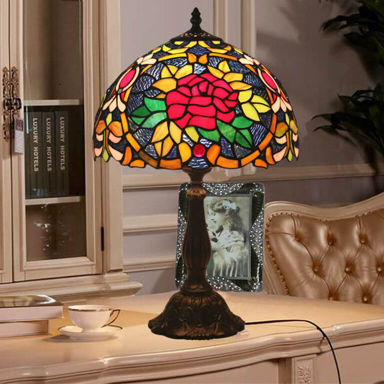 Tiffany European Blooming Flower 1-Light Table Lamp