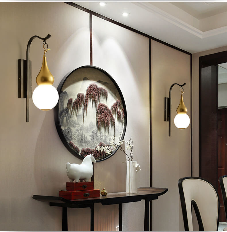Modern Creative Glass Gourd 1-Light Wall Sconce Lamp