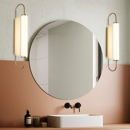 Modern Light Luxury Column Curved Arm LED Wall Sconce Lamp