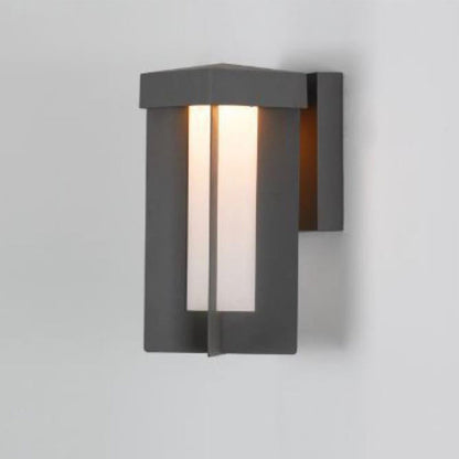 مصباح حائط LED مقاوم للماء مصنوع من الألومنيوم والحديد بتصميم هندسي مربع بسيط خارجي 