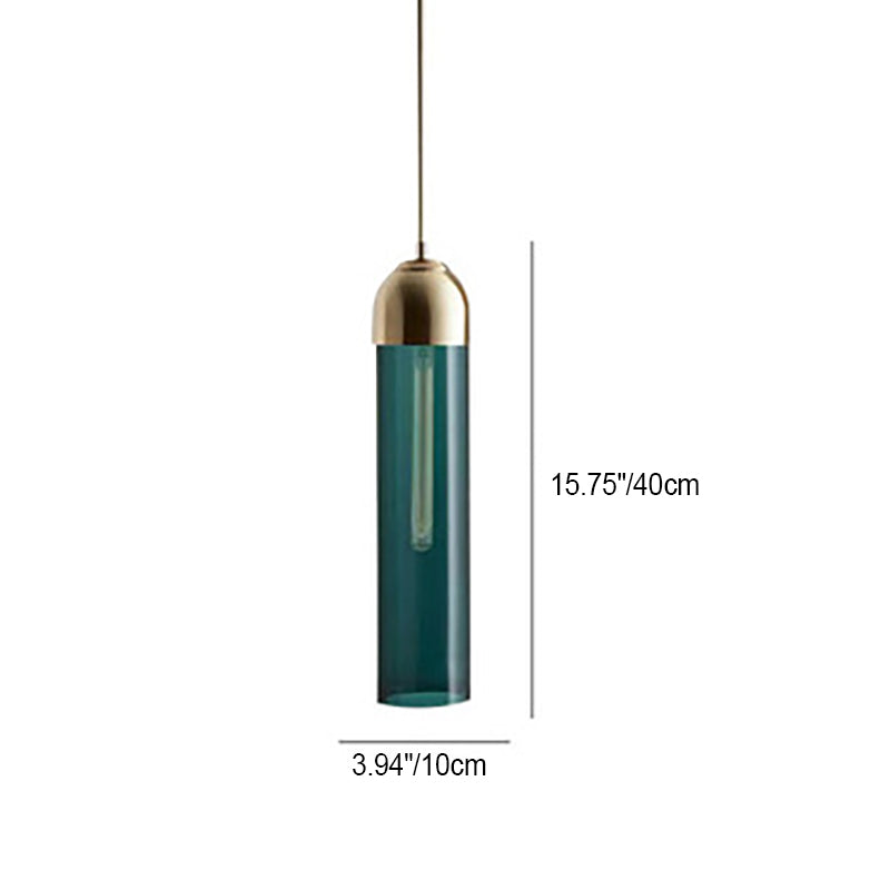 Modern Simplicity Glass Cylinder Shade 1-Light Pendant Light For Dining Room