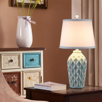 Modern Simple Fabric Ice Cracked Ceramics 1-Light Table Lamp