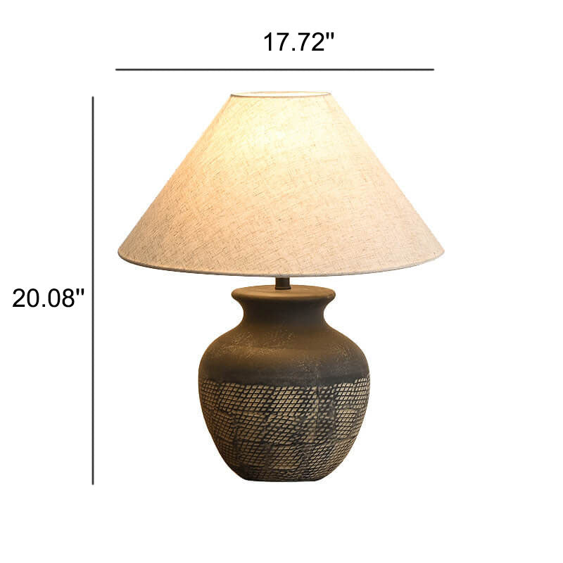 Modern Fabric Round Ceramic 1-Light Table Lamp