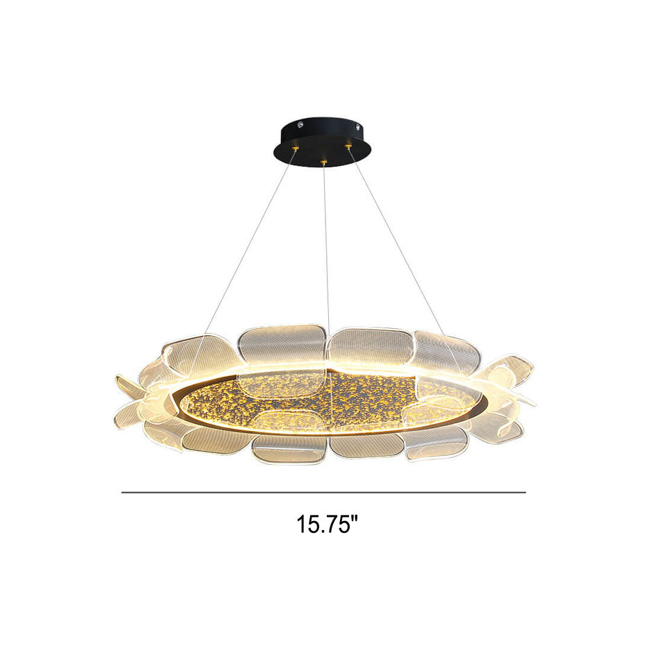 Modern Light Luxury Acrylic Flower Petal Round LED Chandelier