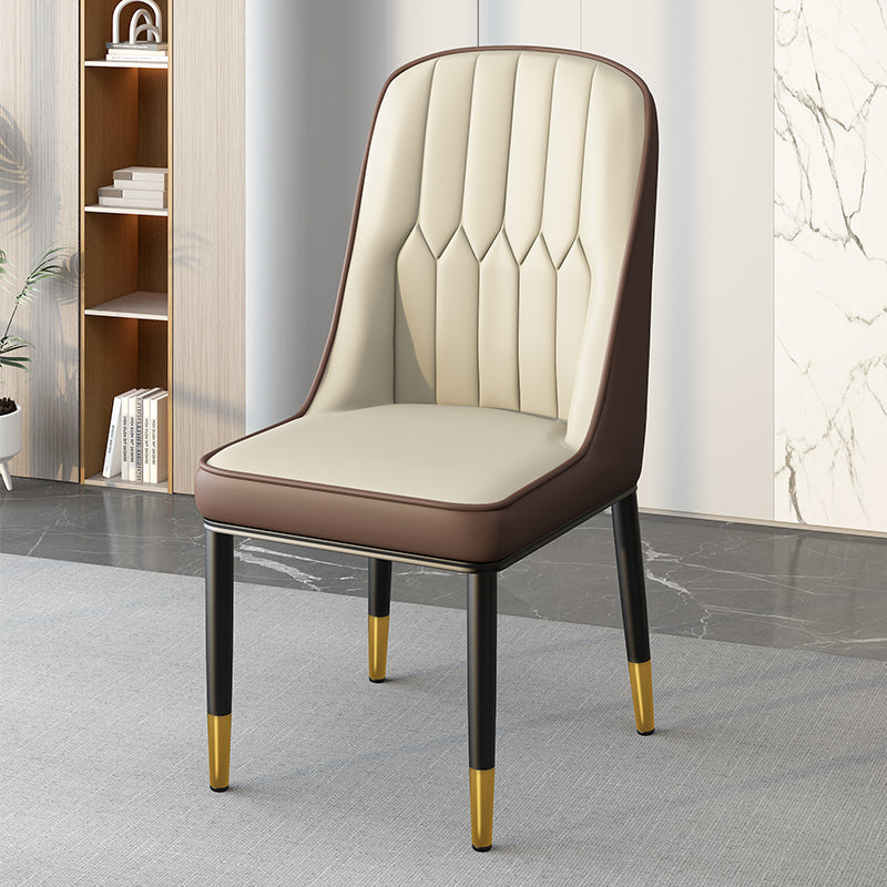 Modern Simplicity Leather Sponge Carbon Steel Metal Square Dining Chair Backrest Armrest For Dining Room