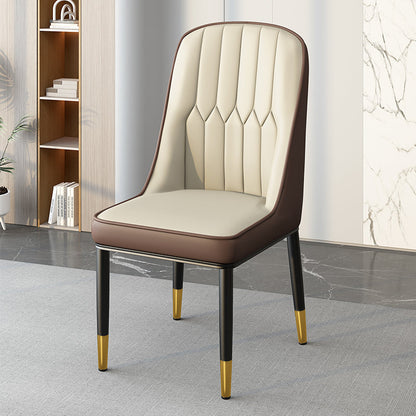 Modern Simplicity Leather Sponge Carbon Steel Metal Square Dining Chair Backrest Armrest For Dining Room