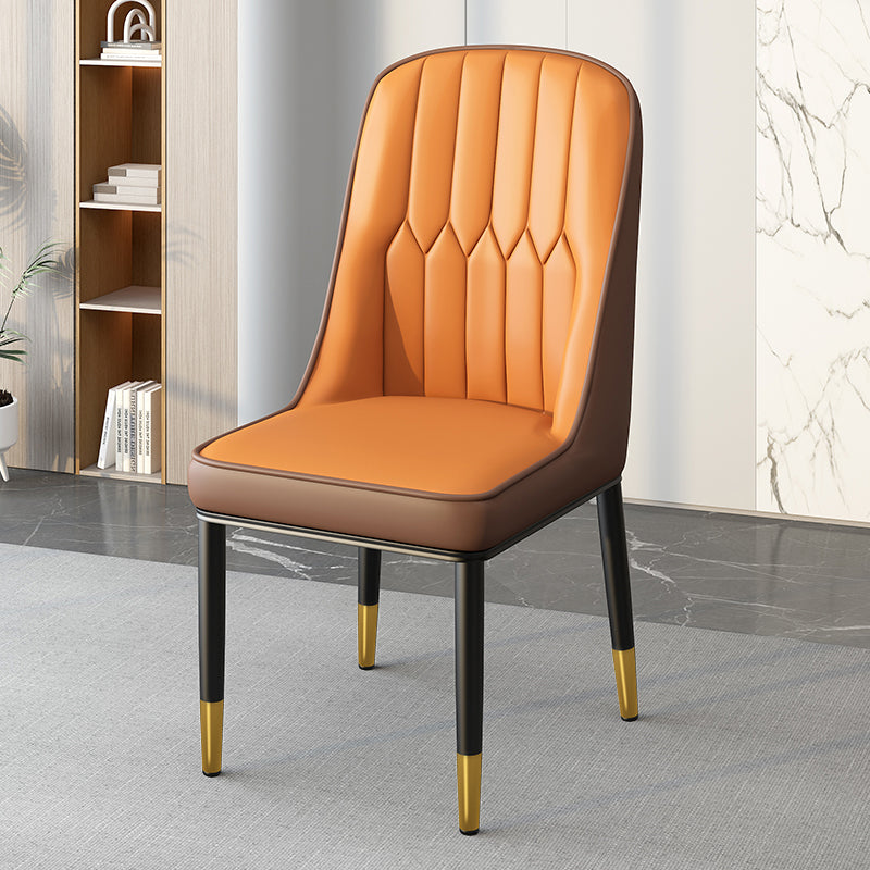 Modern Simplicity Leather Sponge Carbon Steel Metal Square Dining Chair Backrest Armrest For Dining Room