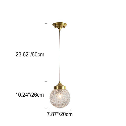 Nordic Light Luxury All-copper Glass Shade 1-Light Pendant Light