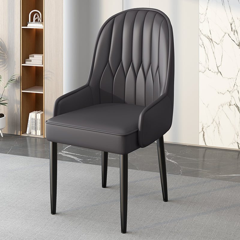 Modern Simplicity Leather Sponge Carbon Steel Metal Square Dining Chair Backrest Armrest For Dining Room