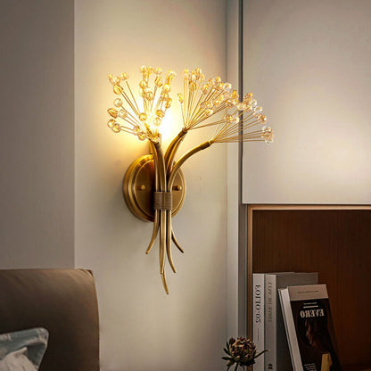 Modern Luxury Glass Dandelion Flower Design Brass 1-Light Wall Sconce Lamp