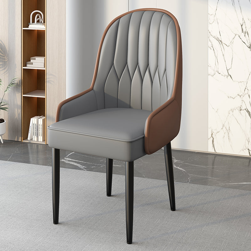 Modern Simplicity Leather Sponge Carbon Steel Metal Square Dining Chair Backrest Armrest For Dining Room