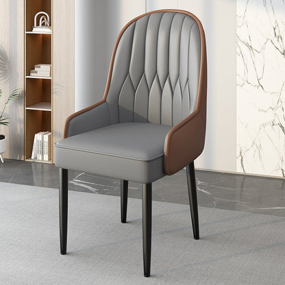 Modern Simplicity Leather Sponge Carbon Steel Metal Square Dining Chair Backrest Armrest For Dining Room