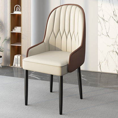 Modern Simplicity Leather Sponge Carbon Steel Metal Square Dining Chair Backrest Armrest For Dining Room
