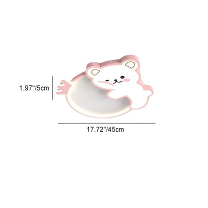 Contemporary Creative Cartoon Bear Iron Acrylic LED Flush Mount Ceiling Light For Bedroom