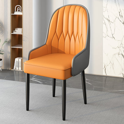Modern Simplicity Leather Sponge Carbon Steel Metal Square Dining Chair Backrest Armrest For Dining Room
