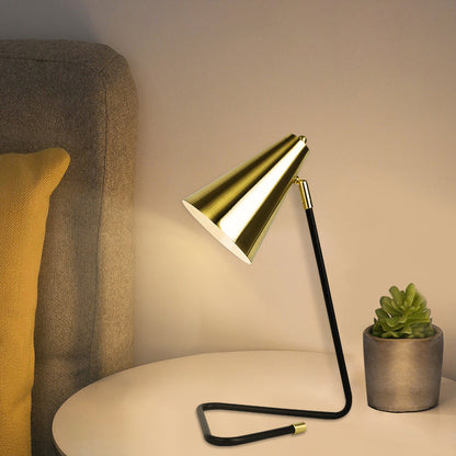 Simple Iron Bell Shade Triangle 1-Light Table Lamp