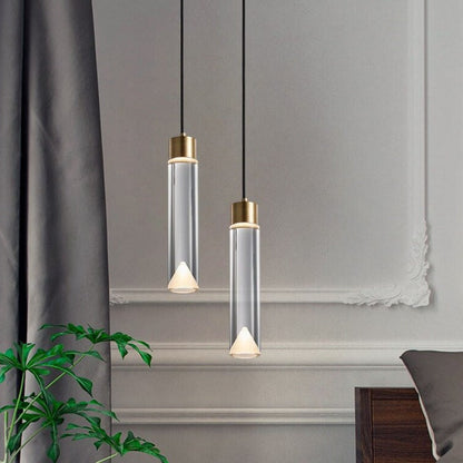 مصباح LED أسطواني من النحاس الكريستالي بتصميم عصري بسيط 