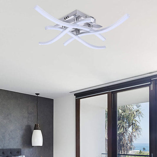 Minimalist Line Wave Aluminum LED Semi-Flush Mount Ceiling Light