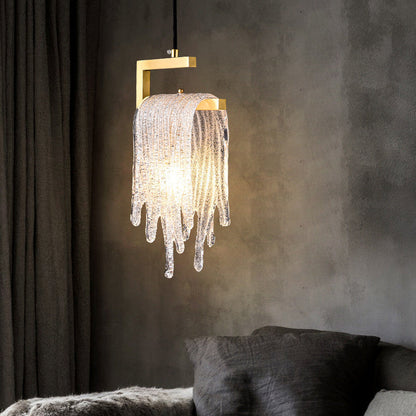 مصباح LED معلق من الزجاج النحاسي الفاخر الحديث 