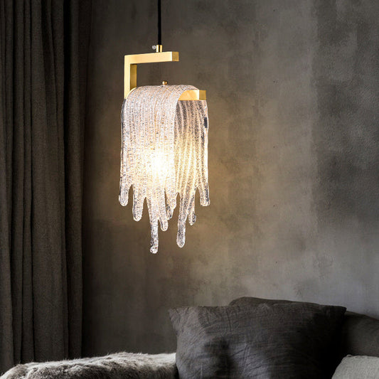 مصباح LED معلق من الزجاج النحاسي الفاخر الحديث 