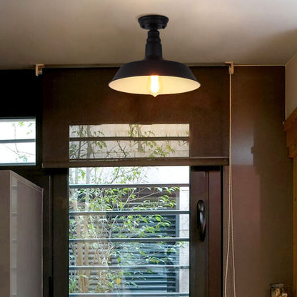 Industrial Retro Iron Barn 1-Light Semi-Flush Mount Ceiling Light