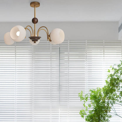 Vintage Striped White Glass 3/5/8 Light Chandelier