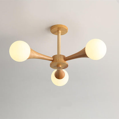 Japanese Log Fork 3/4/5-Light Semi-Flush Mount Light