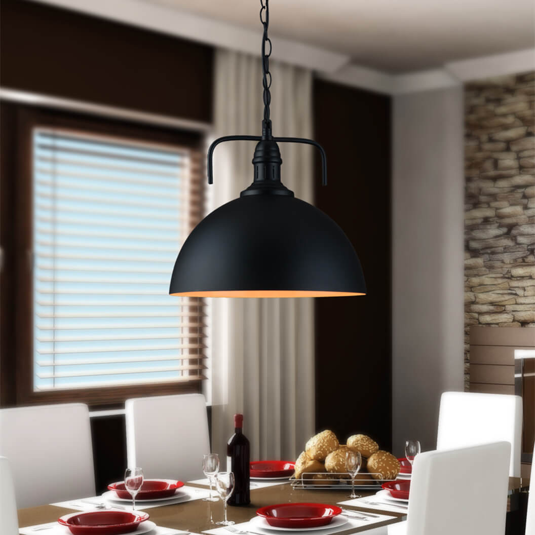 Industrial Vintage Pot Lid Dome 1-Light Pendant Light