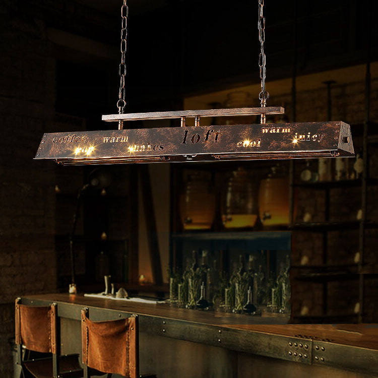Industrial Vintage Iron Rectangular 2-Light Chandelier