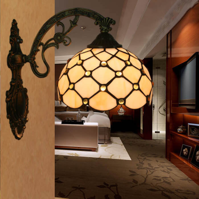 Tiffany European Half Round Glass 1-Light Wall Sconce Lamp
