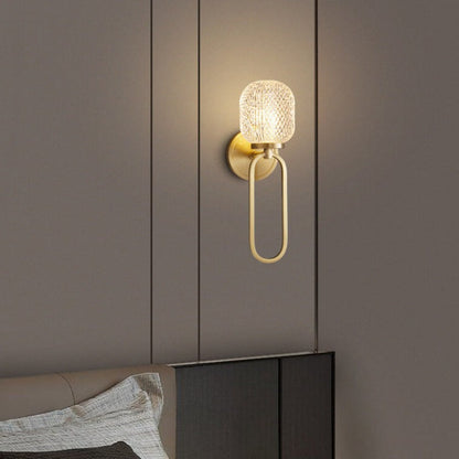 Modern Luxury Crystal Brass Hanging Ring 1-Light Wall Sconce Lamp