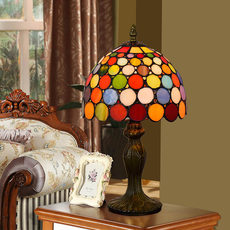 European Style Tiffany Stained Dot Glass 1-Light Table Lamp