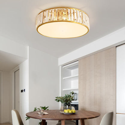 Modern Iron Crystal Round 3/4/5 Light Flush Mount Ceiling Light