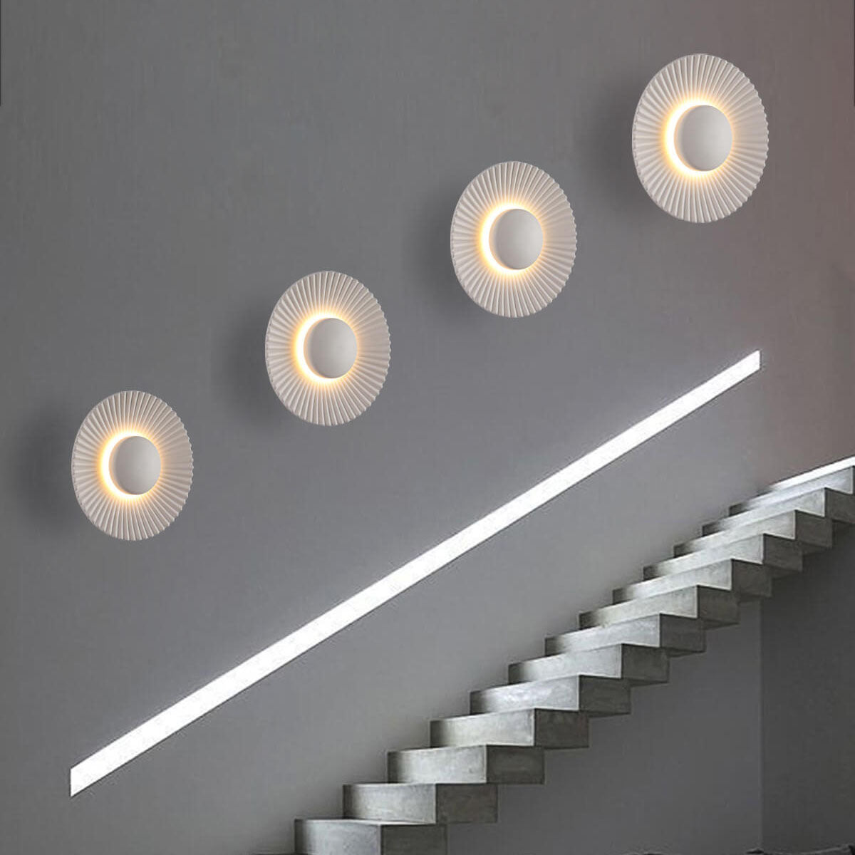 مصباح حائط LED حديث من الألومنيوم بتصميم صدفي دائري مع إضاءة واحدة 