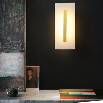 Luxury Chinese Marble Square Brass 1-Light LED Wall Sconce Lamp