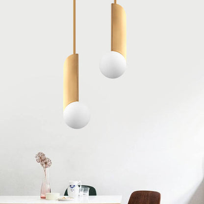 Simple Gold Metal Patchwork Glass Globe 1-Light LED Pendant Light