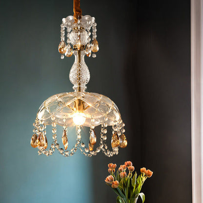 Modern Luxury Crystal Hanging Dome 1-Light Pendant Light
