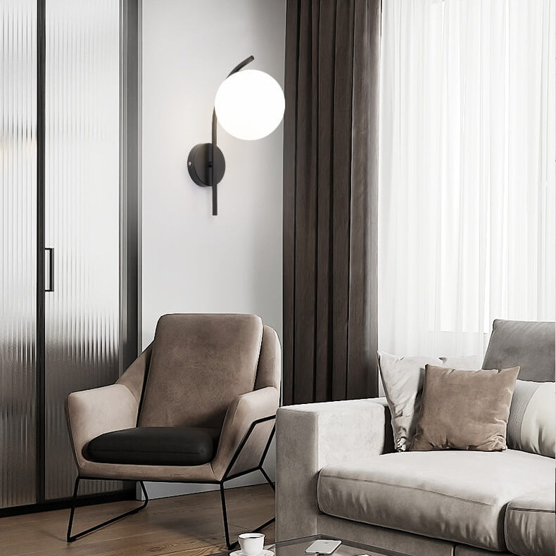 Nordic Arc Glass Globe 1-Light  Wall Sconce Lamp