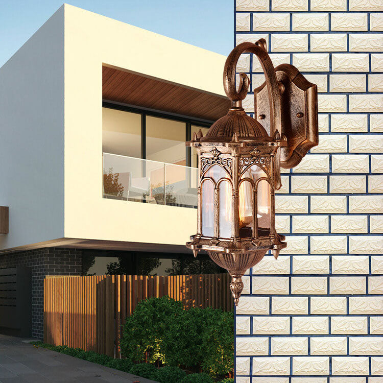 مصباح حائط معدني خارجي مقاوم للماء بضوء واحد على الطراز الأوروبي العتيق 