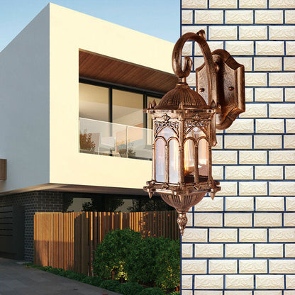 مصباح حائط معدني خارجي مقاوم للماء بضوء واحد على الطراز الأوروبي العتيق 