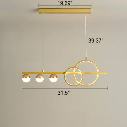 Modern Luxury Long Strip Round Globe Design LED Island Light Chandelier